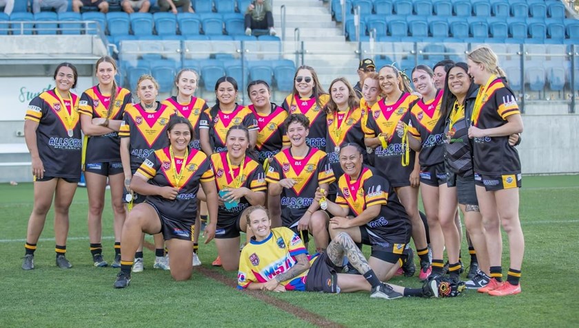 Caboolture Snakes' open women after receiving their runners-up medals last year.