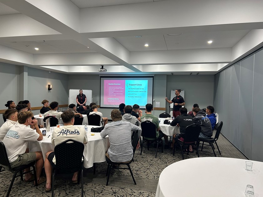 Education being delivered to the Queensland Under 17 Emerging boys' squad.