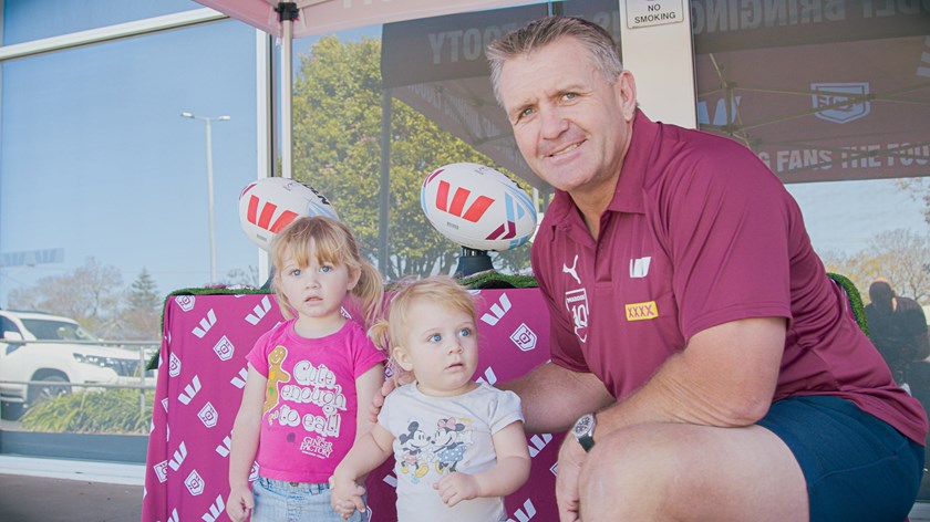 Shane Webcke with the fans as the State of Origin men's and women's shields visited Toowoomba.