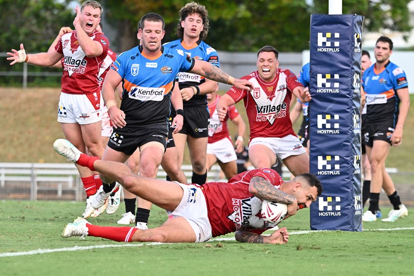 Josh Kerr crosses. Photo: Emily Barker/QRL