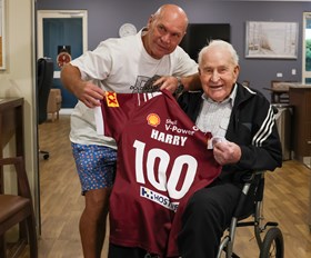 Harry turns 100 as Alfie drops in to get the party started