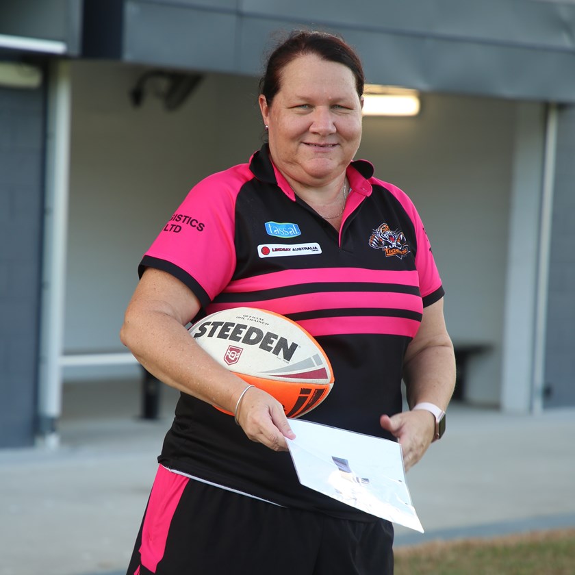 Tully Tigers' Nadine O'Farrell fills many roles, including as the interchange official in A grade competition. Photo: Maria Girgenti/QRL