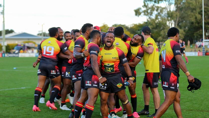 Wabo celebrates a win in Round 17. Photo: Rikki-Lee Arnold/QRL