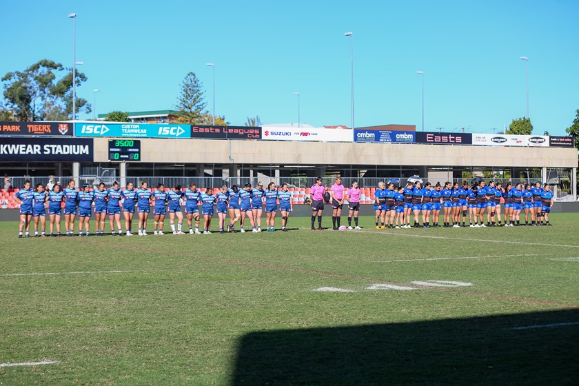 A minute's silence was observed prior to the match to pay tribute to Shane McNally, who was influential in establishing women's rugby league competitions in the South East region. Photo: Jacob Grams/QRL
