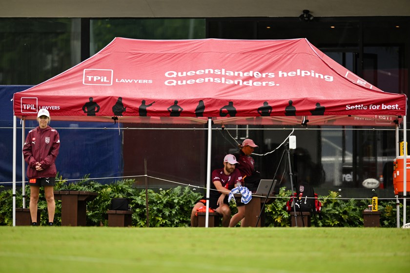 Crispin at work during Harvey Norman Queensland Maroons camp. Photo: Zain Mohammed/QRL