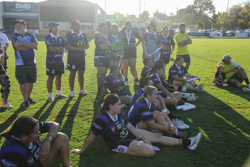 The beaten Goodna Eagles side after the game. Photo: Jacob Grams/QRL