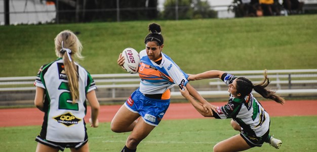 Girls display the pride of the region on the football field