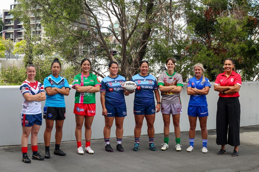 Representatives of Nerang, Goodna, Wynnum Manly Juniors, Ormeau, Beenleigh, Valleys and Currumbin ahead of the 2023 Holcim Cup season. Photos: Jacob Grams/QRL