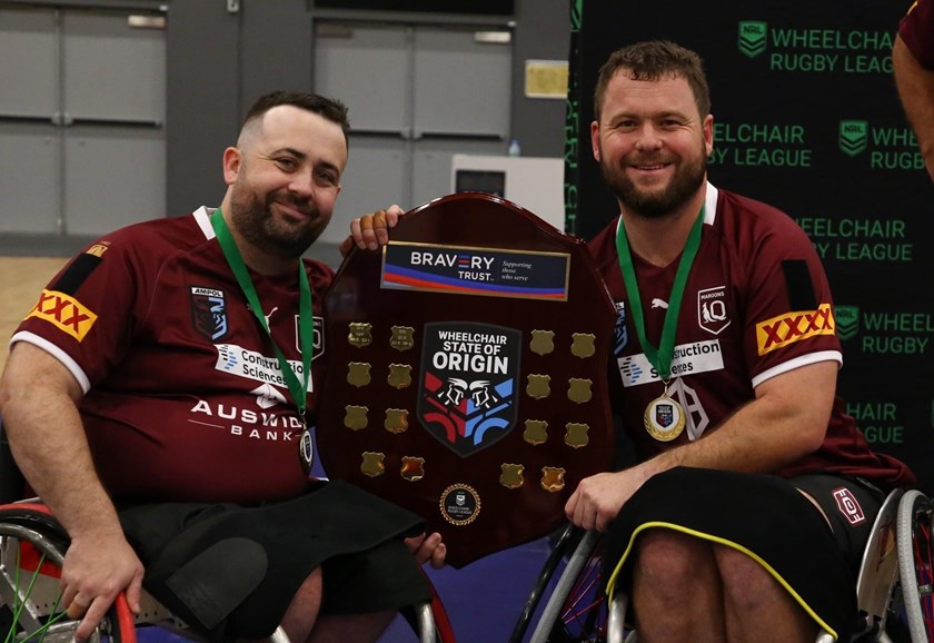 Mostran and Harre pictured together after this year's Wheelchair State of Origin. 