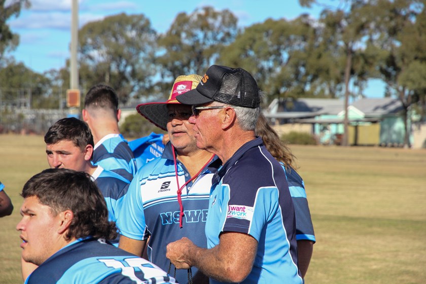 NSW Outback coach Nathan Blacklock with Ron Gibbs in Miles